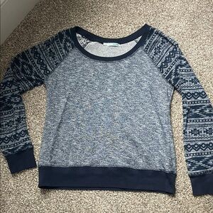 Maurices Blue Patterned Crew Neck Sweater